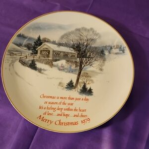 Christmas Collectible Plate with Scenic Winter Design